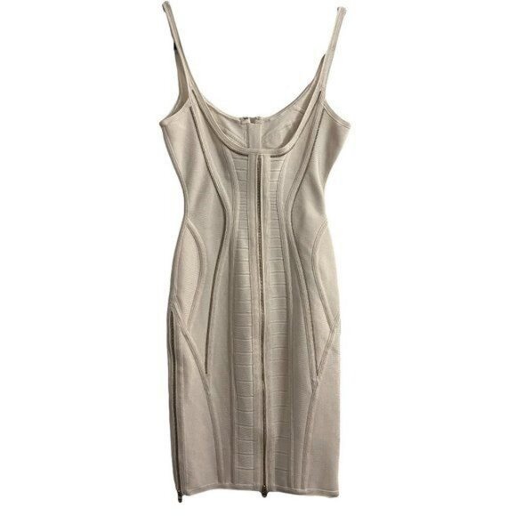 HERVE LEGER Bodycon Bandage Mini Dress White Cream S